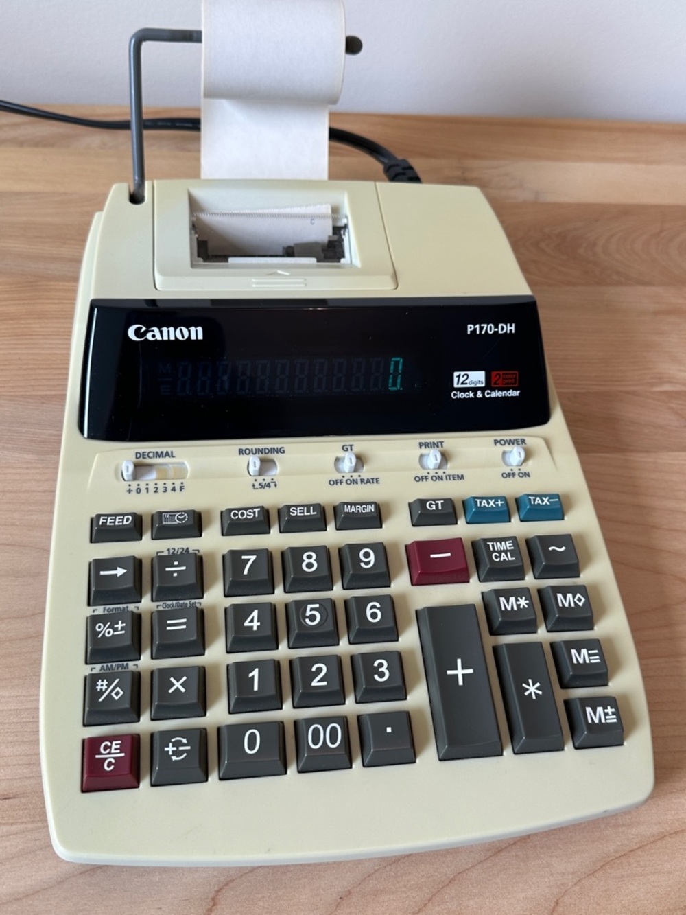 Canon Adding Machine P170-DH Printing Calculator 12 Digit 2 Color Printer